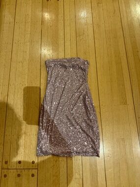 Urban Outfitters Mauve Sequin Strapless Mini Dress